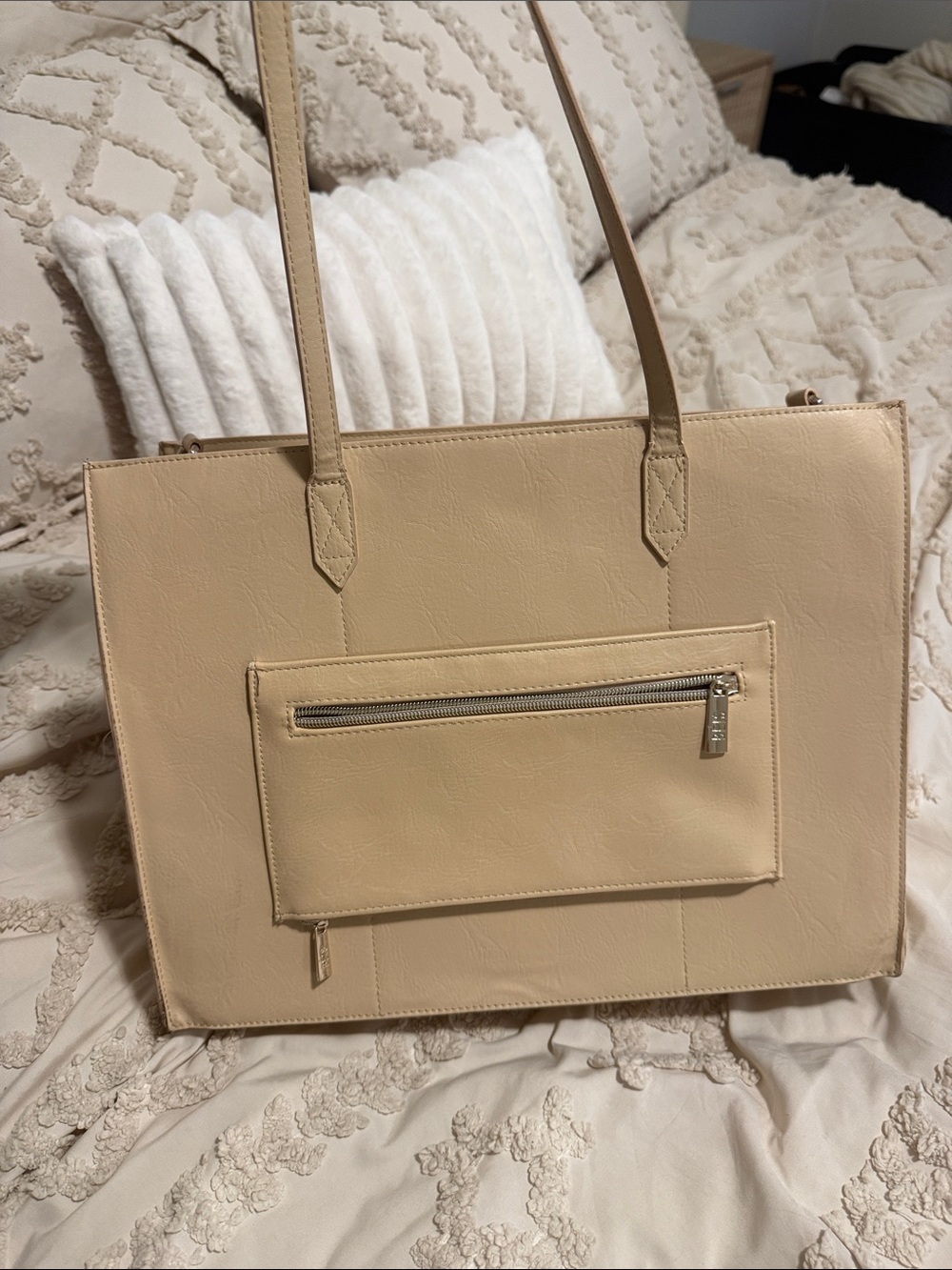 BEIS Beige Faux Leather Tote Bag - Picture 2 of 2